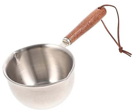 ULTECHNOVO Cazo Inoxidable con Doble Pico Vertedor y Mango Ergonómico Antideslizante Cacerola para Leche y Salsa Compatible con Cocinas de Gas Inducción Fácil Limpieza y Almacenamiento