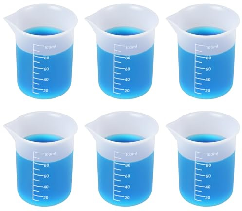 6 Stück Silikon Messbecher 100 Ml, Waschpulver Dosierer, Silikonbecher für Epoxidharz,Waschpulver Messbecher für Heimwerker Basteln, Epoxidharz, Gießformen, Wachsen, Küche