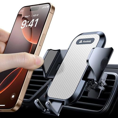 andobil Handyhalterung Auto Lüftung [2026 Neueste Lüftungsclip] Kfz Handy Halterung [100% Sicherer Griff ] 360° Drehbar Autohalterung Zubehör für iPhone 17 Pro Max Air 16 15 14 13 12 Galaxy S25, Grau