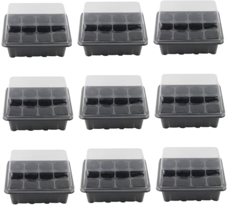 JOINPAYA 10 Pezzi Vassoi per Semina Celle con Coperchi Trasparenti Vassoi Propagatori in Plastica Leggera per Germinazione e Crescita Piantine per Giardinaggio e Bonsai