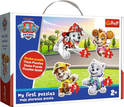 Trefl - Puzzle Baby Classic Liebe Hündchen Paw Patrol, 2-5 Teile, 2+ | Puzzles für Kleinkinder, 4 große Puzzles, Formpuzzles für die Kleinsten, Märchenfiguren, hohe Qualität