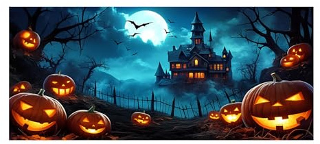 Halloween Garage Door Banner, 480 cm x 210 cm Halloween Deko Outdoor Und Garten Dekoration Hängendes Banner Und Hintergrund Horror Wanddekoration Themen Türabdeckung Für Garten, Zaun, Wand, Party (E)