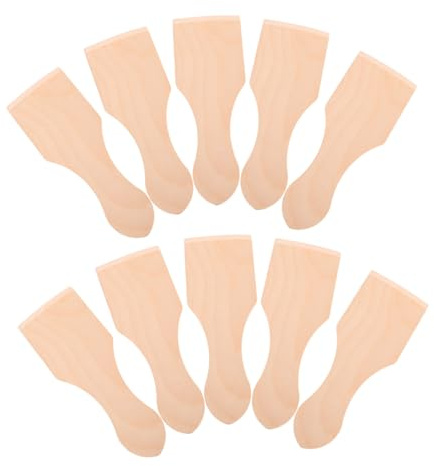BCOATH 10pcs Mini Wooden Spatulas Cooking Set Small Pastry Kitchen Supplies for Pretend Play Hand-eye Coordination Development Realistic Rice Cake Turner for Group Activities and