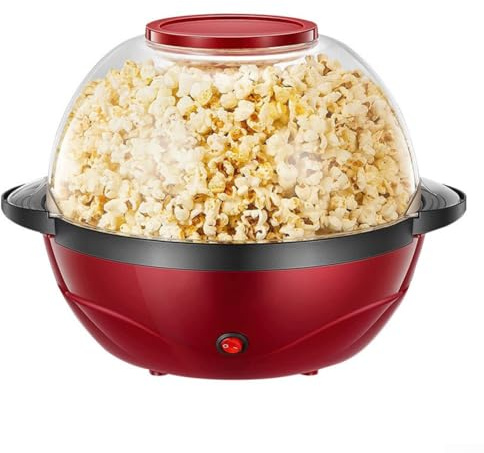 Electric Popcorn Maker for Home Use with Butter Melting Tray, Easy Clean Removable Lid, 3-Minute Popping, Red(905 in for popcorn)