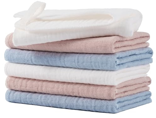 Polyte – premiumtvättlappar för spädbarn – allergivänliga och luddfria – bomull – 25,4 x 25,4 cm – 6 stycken