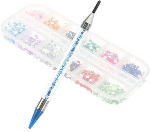 GALPADA Stylo à Dessin Diamant avec Boîte de Strass Bleu en Plastique et Métal Multifonction pour Décoration de Cartes et Accessoires de Manucure DIY