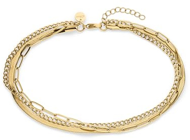 s.Oliver Damen Schmuck – Dreireihige Sleek Halsketten, Armbänder und Fußketten aus Edelstahl in verschiedenen Farben – Modern, Zeitlos & Alltagstauglich