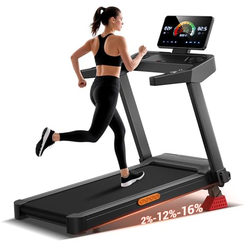 UMAY Tapis de Course Pliable Inclinable 16%, 14KM/H, 3,5CV, Max 180KG