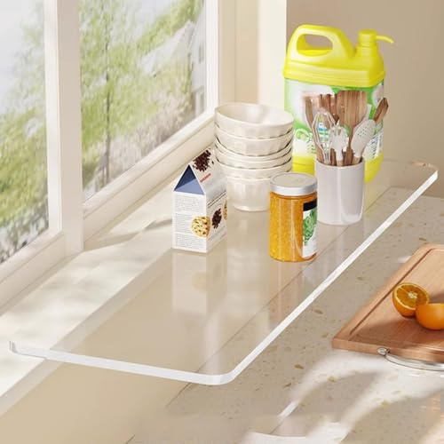 FOELANNE Davanzale in acrilico trasparente, Pannello di estensione for davanzale della finestra, acrilico trasparente, senza trapano, dimensioni multiple(16 * 60cm)