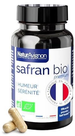 Azafrán orgánico premium | Safr'Inside™ | 5% crocines | 2% azafrán | 77% más optimistas desde 15 días | azafrán gelules | estado de ánimo | serenidad | anti estrés | Fabricado en Francia | 10g |