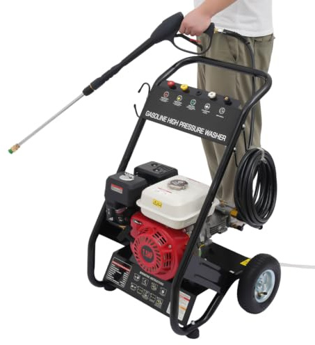 7CV Limpiadora a Presión Profesional De Gasolina | Hidrolimpiadora De Alta Presión Generadora De Vapor Con Motor De Gasolina 190 Bar 4900 Vatios De Patio De Coche