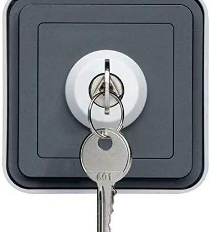 Interruptor con llave, 3 posiciones, superfície, gris