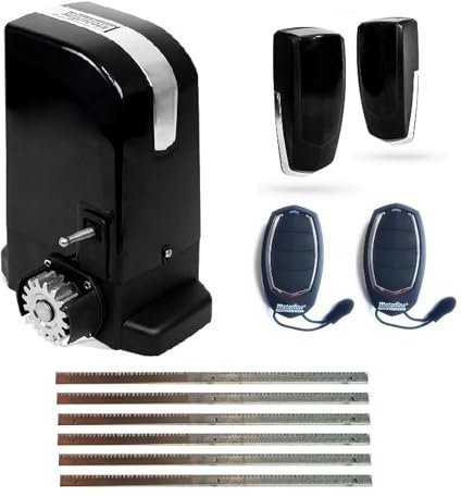 Kit completo Motor corredera profesional para automatizar puertas y cancelas correderas de hasta 500 kg de peso, con accesorios de calidad profesional y manual en español.