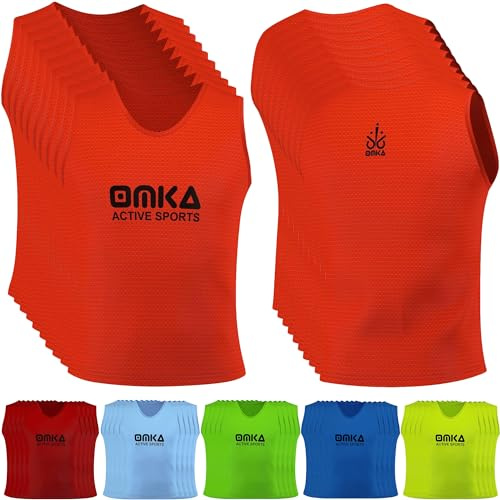 OMKA 10 Stück Fußball Leibchen Trainingsleibchen Markierungshemd Fußballleibchen für Kinder Jugend und Erwachsene, Farbe:Orange, Bibs:Senior (L)