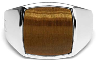 Herren Ring Siegelring mit Stein Tigerauge quadratisch 925 Sterling Silber massiv eckig poliert glänzend handgemacht | Tiger Eye Männerschmuck aus Deutschland mit Geschenkbox (66)