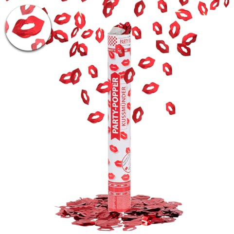 Party Factory – Konfettikanone Kussmund Party Popper 1er – Partygadgets Konfetti Kanone 40cm mit Schnipseln für Valentinstag, Jahrestag oder JGA – Bis 8m Flughöhe, für Innen & Außen