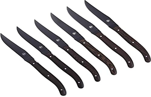 LAGUIOLE - LAGUIOLE Schachtel mit 6 Steakmessern - Wengeholz - Schwarze Klinge - Rostfreier Stahl
