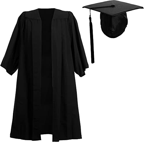 Value Graduation Gown and Cap Unisex, Academic Ceremony Costume for University& High School, Teen Outfit, Robe and Elasticated Mortar board Colours