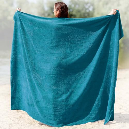 Kapart Strandtuch XXL Petrol, 100% Baumwolle, 155x220cm - XXL Strandhandtuch - Badetuch in Übergröße - Duschhandtuch, Badehandtuch & Saunatuch