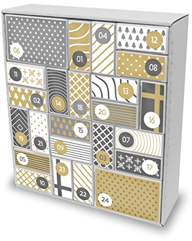 itenga SET Adventskalender zum Füllen Quader Mix (weiß) + Sticker Z57