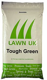 Tough Green Grass Seed by Lawn UK - 2KG - Superior Tough - Extra Durable & Easy to Grow - Everyday use - Combining Sprogs & Dogs & Premium Green Attributes - from 5 Day Growth - Consistent Green
