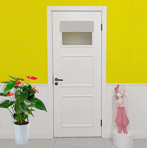 E-HAO French Small Front Door Curtain (26 w x 20 L), Washable Door Curtain with Adhesive Hook and Loop Fastener Strip (Greyish White)