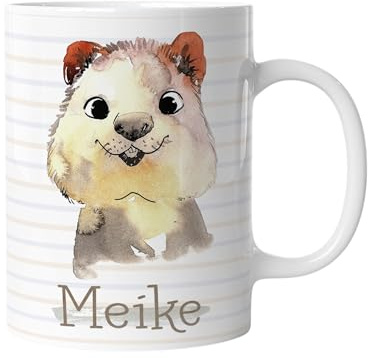 timalo® Tasse Tiere mit Namen personalisiert | Quoka mit Wunschname für Kinder Geschenk zur Einschulung, Weihnachten, Nikolaus | mug-t-10