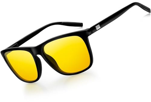 KANASTAL Gafas de Conducción Nocturna Amarillas Hombre y Mujer Vision Conducir Noche Antirreflejos Night Driving Glasses Yellow - Negras Amarillo Lentes