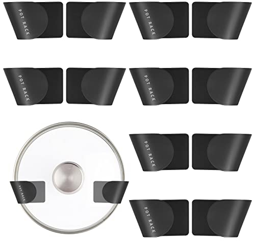 ywchoshe 6 Stk Topfdeckelhalter Wand, Selbstklebender Deckelhalter, Topfdeckel Wandhalter Plastik, Pfannendeckel Halterung Wandmontage für Hause Küche Schranktür, Schwarz