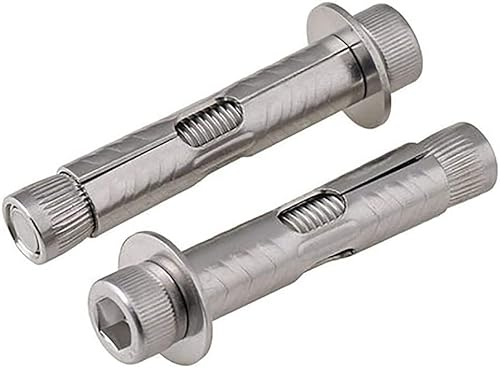 Dehnschraubenbolzen, Befestigungsstopfen, Bolzenhülse, Ankerbolzen, Schraubenmuttern, M6 M8 M10 M12 Sechskant-Innensechskantkopf Eingebaute Dehnschraube 304 Edelstahl-Inbus Innenausdehnungs-Betonanker