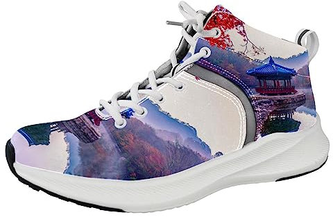 Chaussures de course pour homme - Pavillon de paysage naturel - Semelle en caoutchouc respirant et confortable, Multicolore, 7.5 US