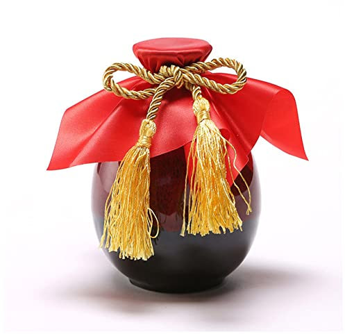 PiurUf Hip Flask 500ml Sake Distribution Wine Pot Liquor Warmer Household Ceramic Bottle Barware Flagon Small Stoup Single Pot With Cork Hip Flasks For Women (Size : Dark red)