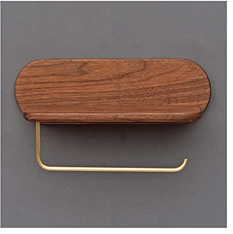 HASMI Toilettenpapierhalter Toilettenpapierhalter mit Lagerregal Holz Metall Toilette Walzenhalter Badezimmer Wandmontage Gewebe Roll Spender Klorollenhalter (Color : B)