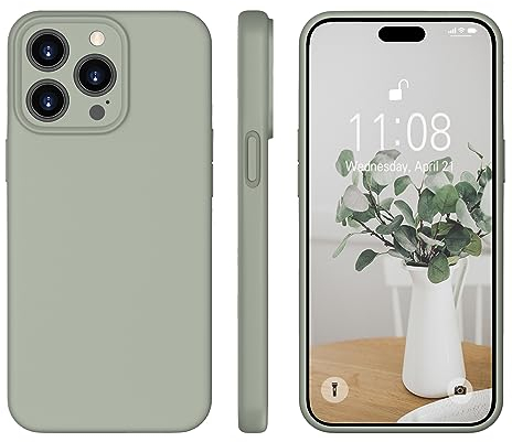 WXX für iPhone 15 Pro Hülle Silikon Case, Handyhülle für iPhone 15 Pro Ultra Dünn mit Microfiber, Flüssig Silikon Gel Gummi Kratzfeste Schutzhülle Matt Hülle für iPhone 15 Pro 6.1'' 2023 Kupfer Grün