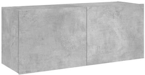 vidaXL Väggmonterad tv-bänk LED betonggrå 100x35x41 cm, väggenhet, väggmonterad TV-enhet, väggmonterat skåp, TV-väggenhet, hängskåp, väggförråd