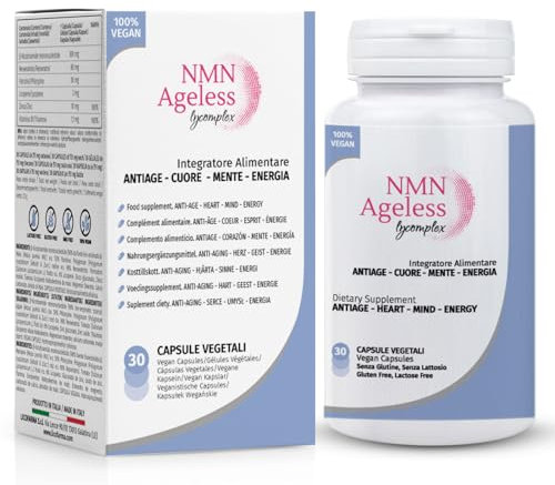 NMN Ageless Lycomplex | Integratore Anti Invecchiamento e Antiossidante | Formula con β-Nicotinamide Mononucleotide, Resveratrolo, Florizina | Sostegno Fisico e Mentale | 30 Capsule Vegetali