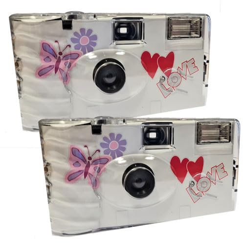 Lot de 2 appareils Photo jetables 1A Photo PORST Edition Butterfly avec Flash, Piles et Film (Lot de 2, 27 Prises chacune)