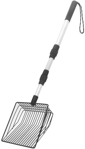 Yuhtech Katzenstreuschaufel, 33-104cm Verstellbare Metall Katzenstreuschaufel mit tiefer Schaufel, Langer Griff Katzenkotschaufel, Heavy Duty Katzenstreuschaufel mit Rutschfestem Gummigriff
