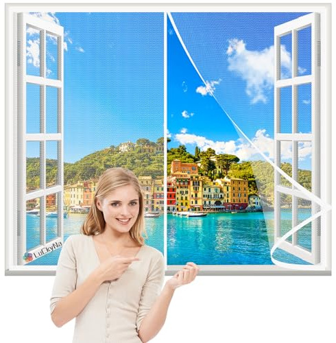 Magnet Fly Screen Window Insect Protection White 70x200cm Anti Mosquito Mesh Curtain with Powerful Magnets, Insect Protection Screen Window Shuts Automatically,Washable Mesh/Without Drilling