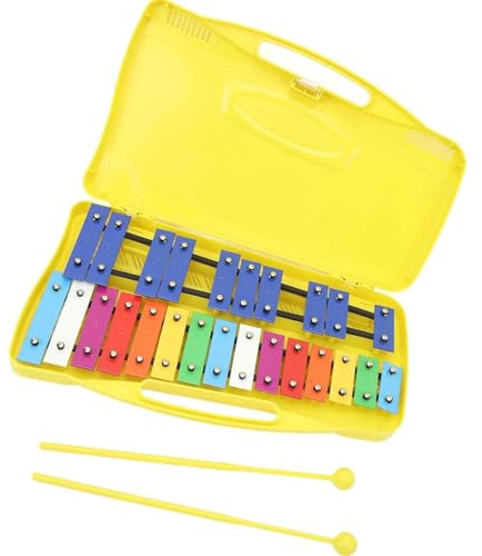 ZALHIN xylophon Professionelles Xylophon Mit 25 Tasten Aus Metall Mit Gelber Box