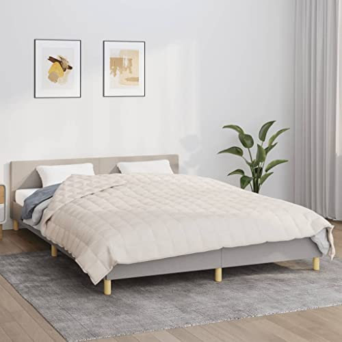 Coavain Gewichtsdecke 200x220 cm 13 kg Heavy Blanket for Deep Sleep Entspannungsdecke Atmungsaktive Schlafdecke Weighted Blankett Anti Stress Bettdecke Helle Cremefarbe Stoff