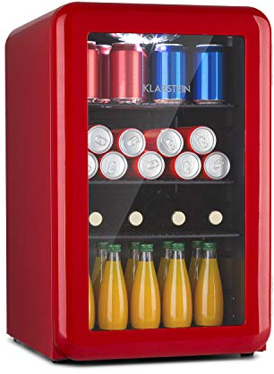 Klarstein PopLife Getränkekühler - Mini-Bar, Retrokühlschrank, 0-10°C, nur 39 dB, 70 L, umweltfreundlich, doppelt verglaste Tür, Retro-Design, rot