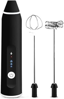 Montalatte portatile, montalatte in acciaio inox, schiumatore elettrico, frullatore portatile e frusta for caffè (rosa)(Black)
