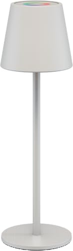 goobay Lampada da tavolo a LED senza fili/dimmerabile, con controllo touch/lampada da tavolo a LED per interni ed esterni, 150 lm e colori RGB – 3000 K bianco caldo, USB-C, bianco / 73928