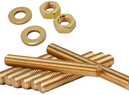 Foyoram Lot de 10 boulons filetés M4 x 30 mm - Filetage métrique - 20 tiges filetées - En laiton - CuZn40Pb2 - M4 x 30 mm