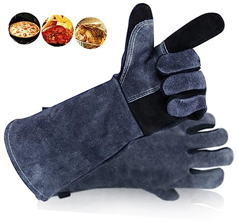 Leather Bbq Gloves 1 Pair Heat Resistant Fire Resistant