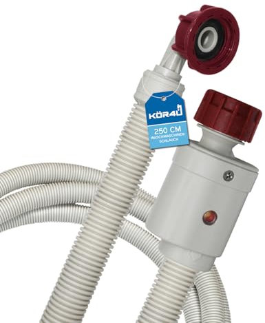 kör4u Waschmaschinenschlauch mit Sicherheitsventil 3/4 – 250 cm, max. 20 bar Arbeitsdruck, für sicheren Anschluss an Waschmaschinen, Rückflussschutz
