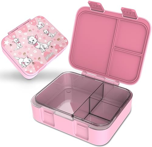 JARLSON® Brotdose Kinder mit Fächern MILI [AUSLAUFSICHER] - Bento Lunchbox für Schule, Kita & Kindergarten - Frühstücksbox mit Trennfächern - Jausenbox für Jungen & Mädchen - Vesperbox (Katze Rose V2)