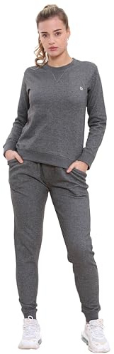 Bahob® Women’s Sportswear Set, Round Neck 2 Piece Women Track Suit Ladies Track Suit Stretch Leggings Yoga Workout Tracksuits Activewear Set S to XL (XS, Charcoal)