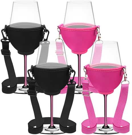 ROTKUSZ 4 Stück Weinglashalter zum Umhängen, Tragbare Weinglashalter, Festival Wine Glass Holder für Den Hals Wein für Weihnachten, Weinfest, Hochzeit